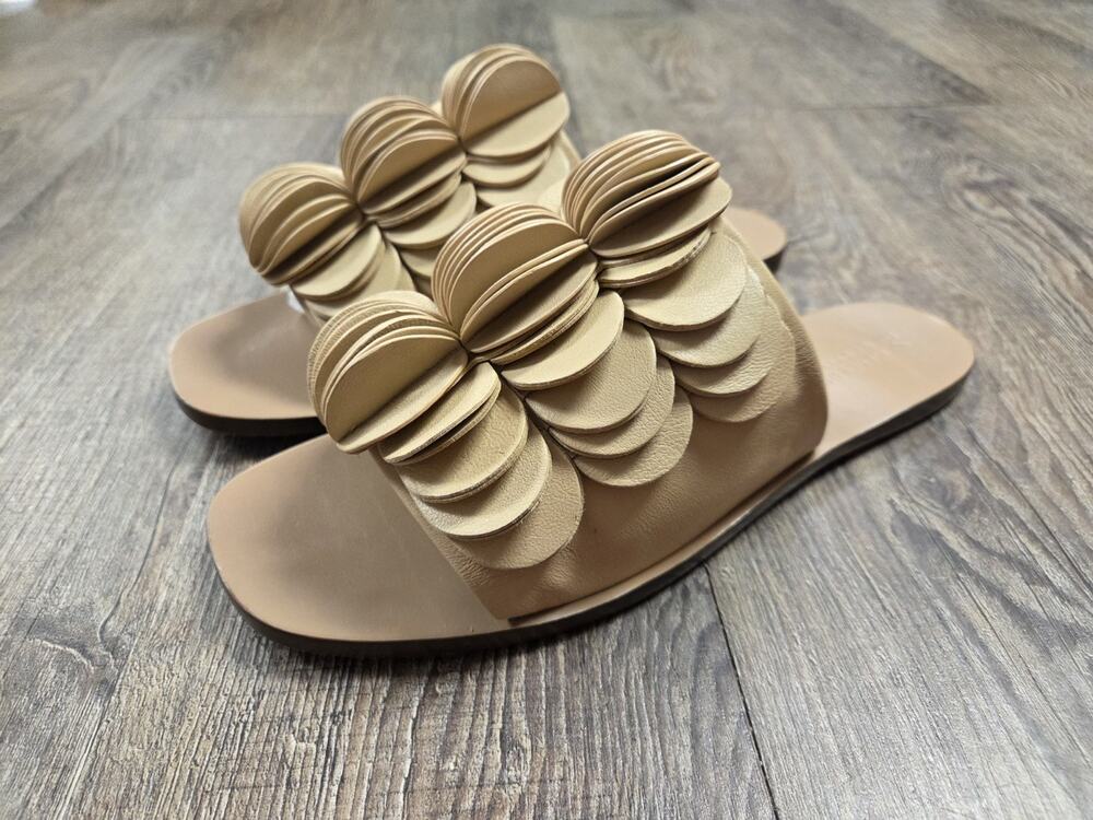 MERCEDES CASTILLO Delphia Slide Sandal Suede Leather Shoes Beige Tan 10